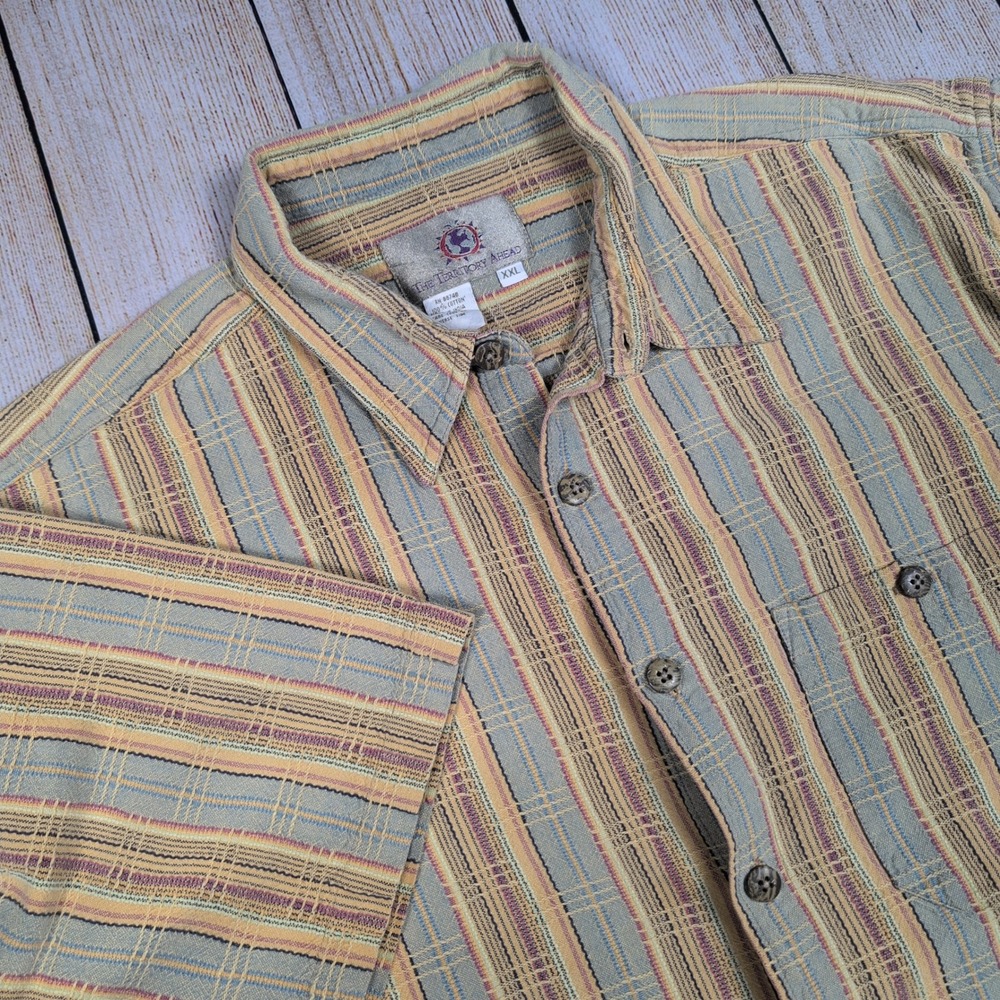 The Territory Ahead XXL Striped Button Up‎ Short Sleeve Casual Shirt